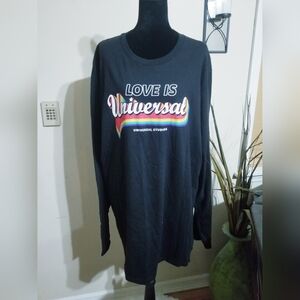 Universal Black Long Sleeve "Love Is Universal" Rainbow Logo Tee